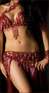 green red dance costume bellydancer