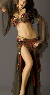 green red dance costume bellydancer